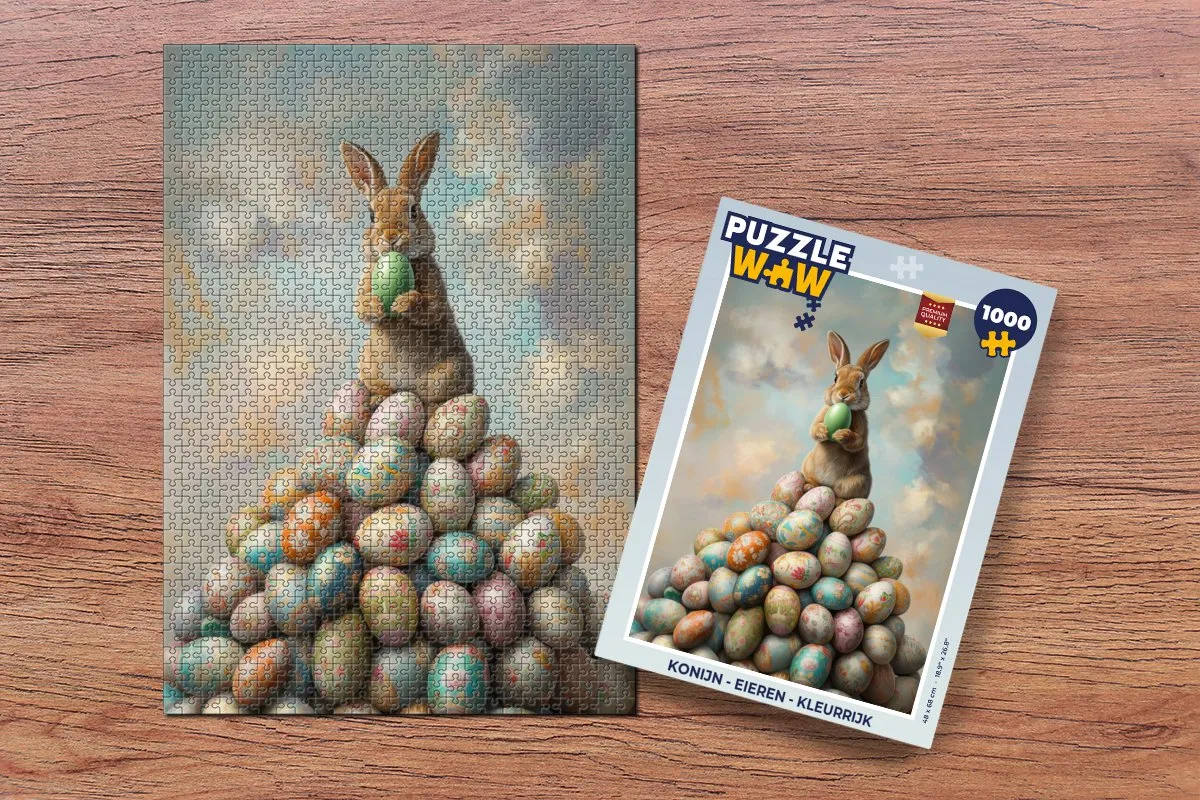 PuzzleWow Konijn - Eieren Legpuzzel 1000 Stuks - Paashaas/Eieren