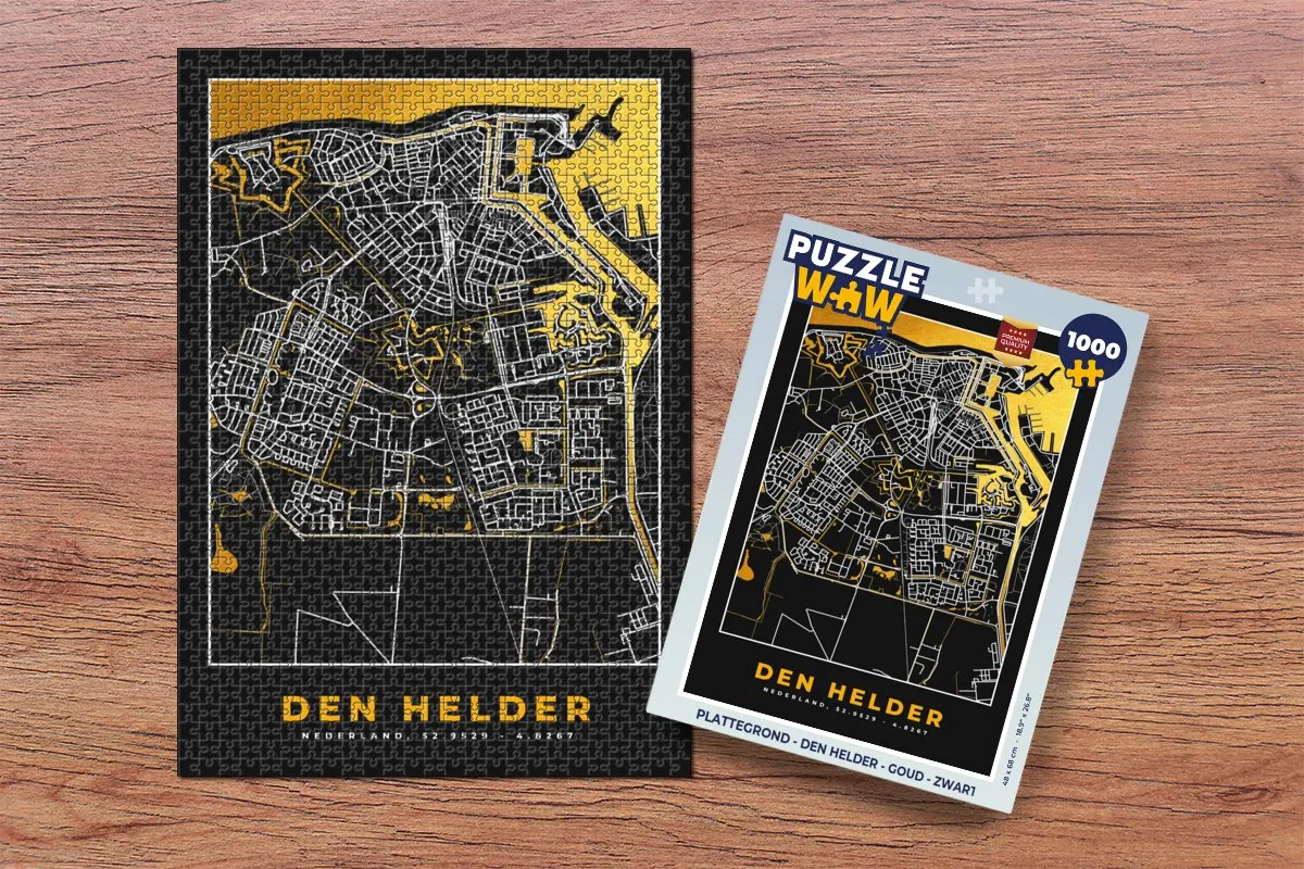 PuzzleWow Plattegrond Den Helder Legpuzzel 1000 Stuks - Multicolor