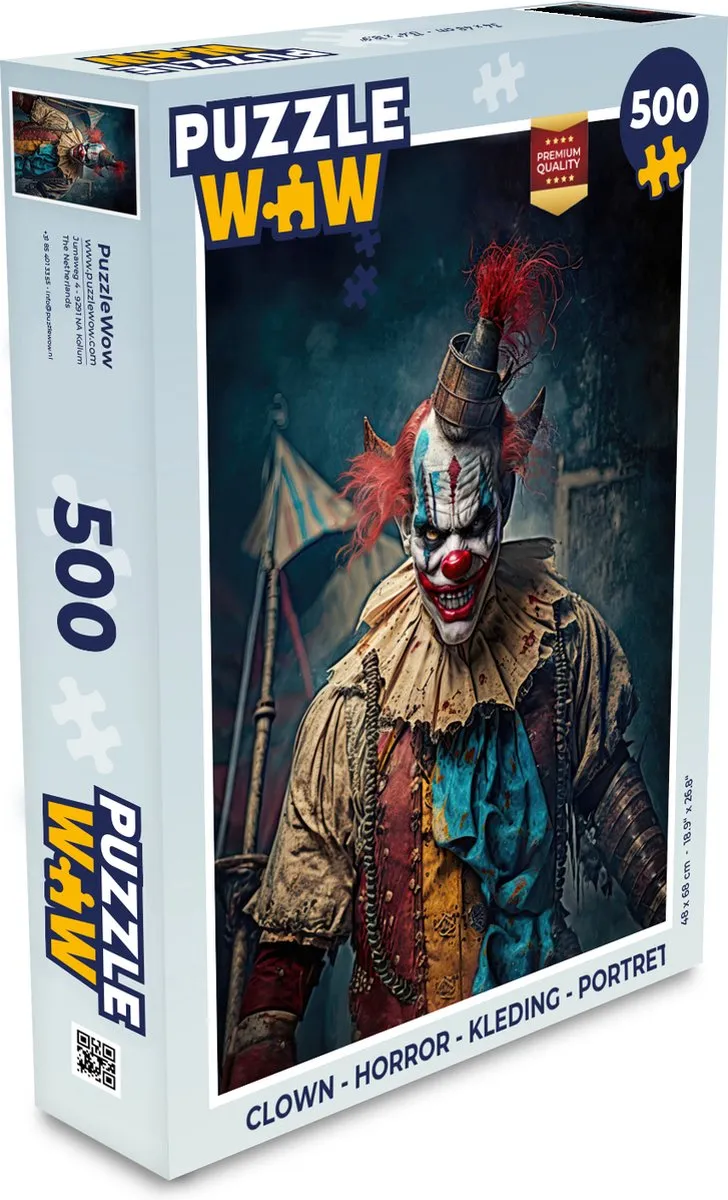 PuzzleWow Horror Clown Portret Legpuzzel 500 Stuks