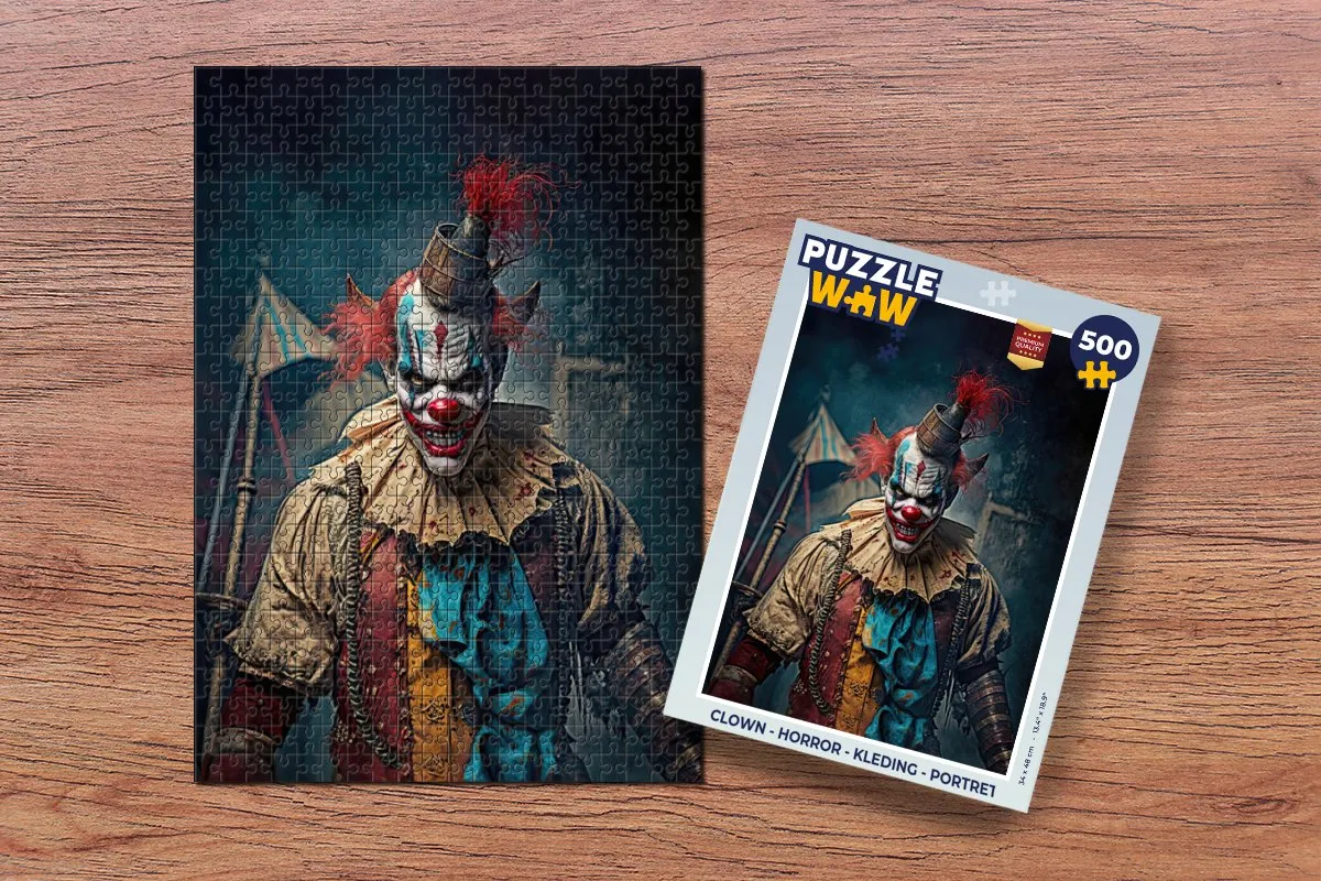 PuzzleWow Horror Clown Portret Legpuzzel 500 Stuks - Multicolor