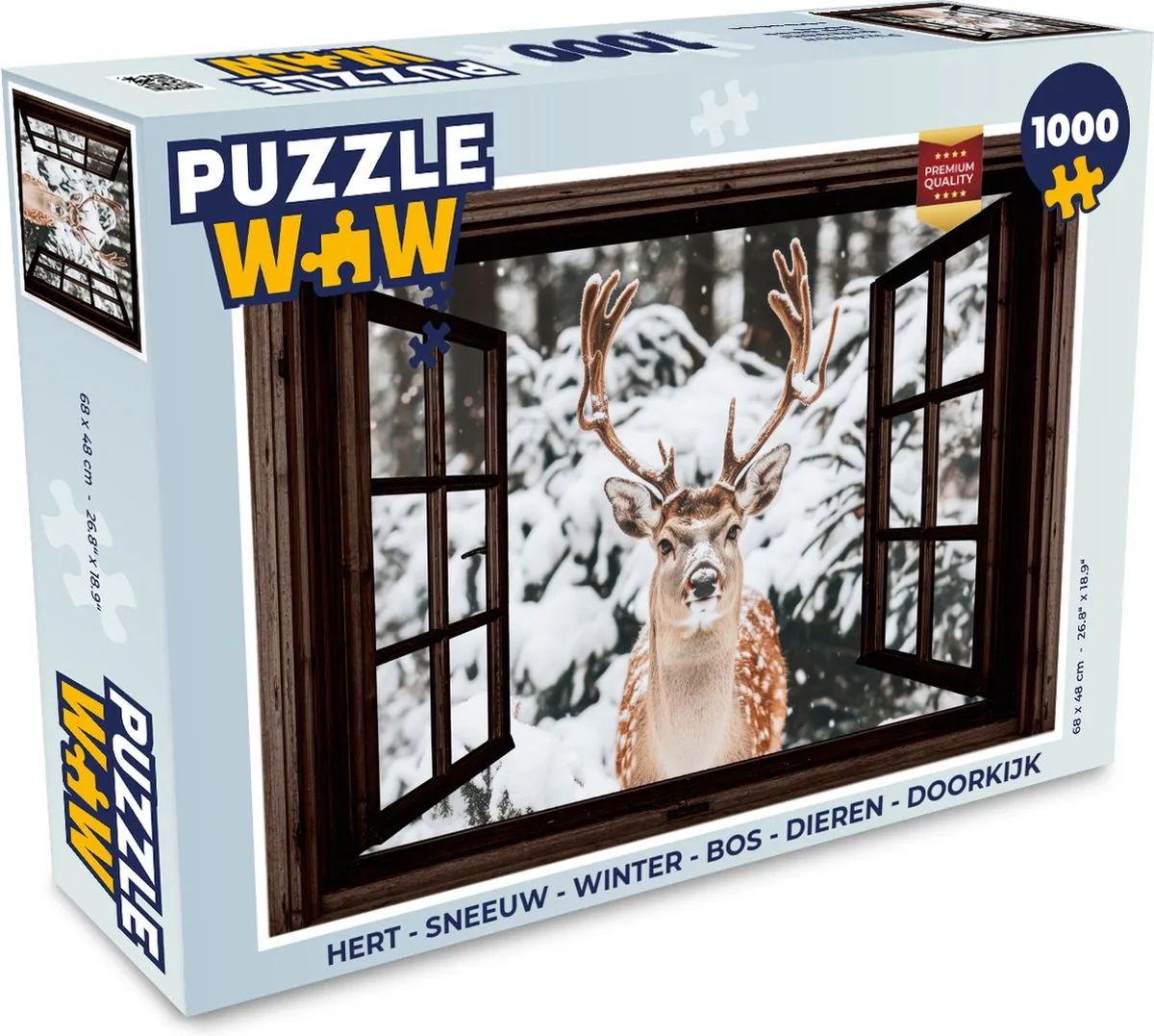 PuzzleWow Hert Sneeuw Legpuzzel 1000 Stuks - Winter Bos Dieren