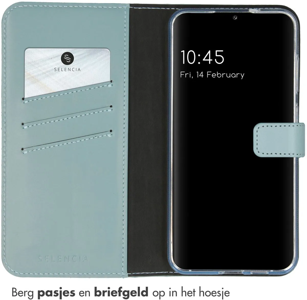 Selencia Hoesje Samsung Galaxy S24 Plus - Echt Lederen Bookcase Lichtblauw