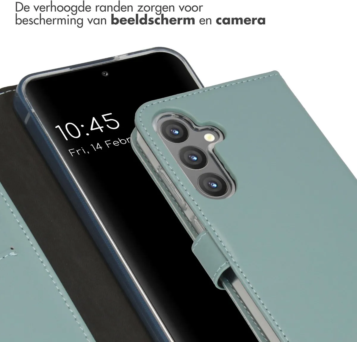 Selencia Hoesje Samsung Galaxy S24 Plus - Echt Lederen Bookcase Lichtblauw