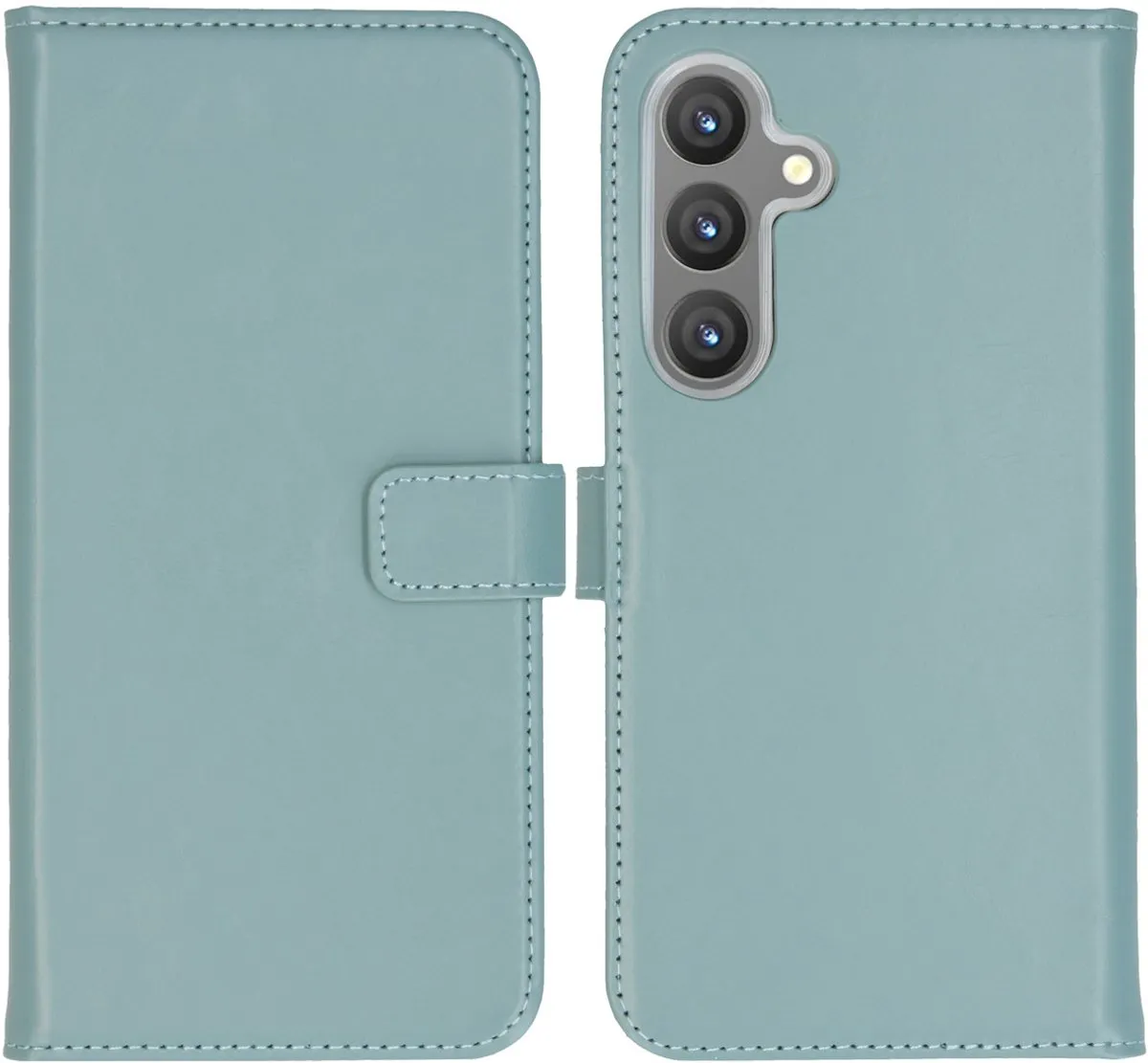 Selencia Hoesje Samsung Galaxy S24 Plus - Echt Lederen Bookcase Lichtblauw