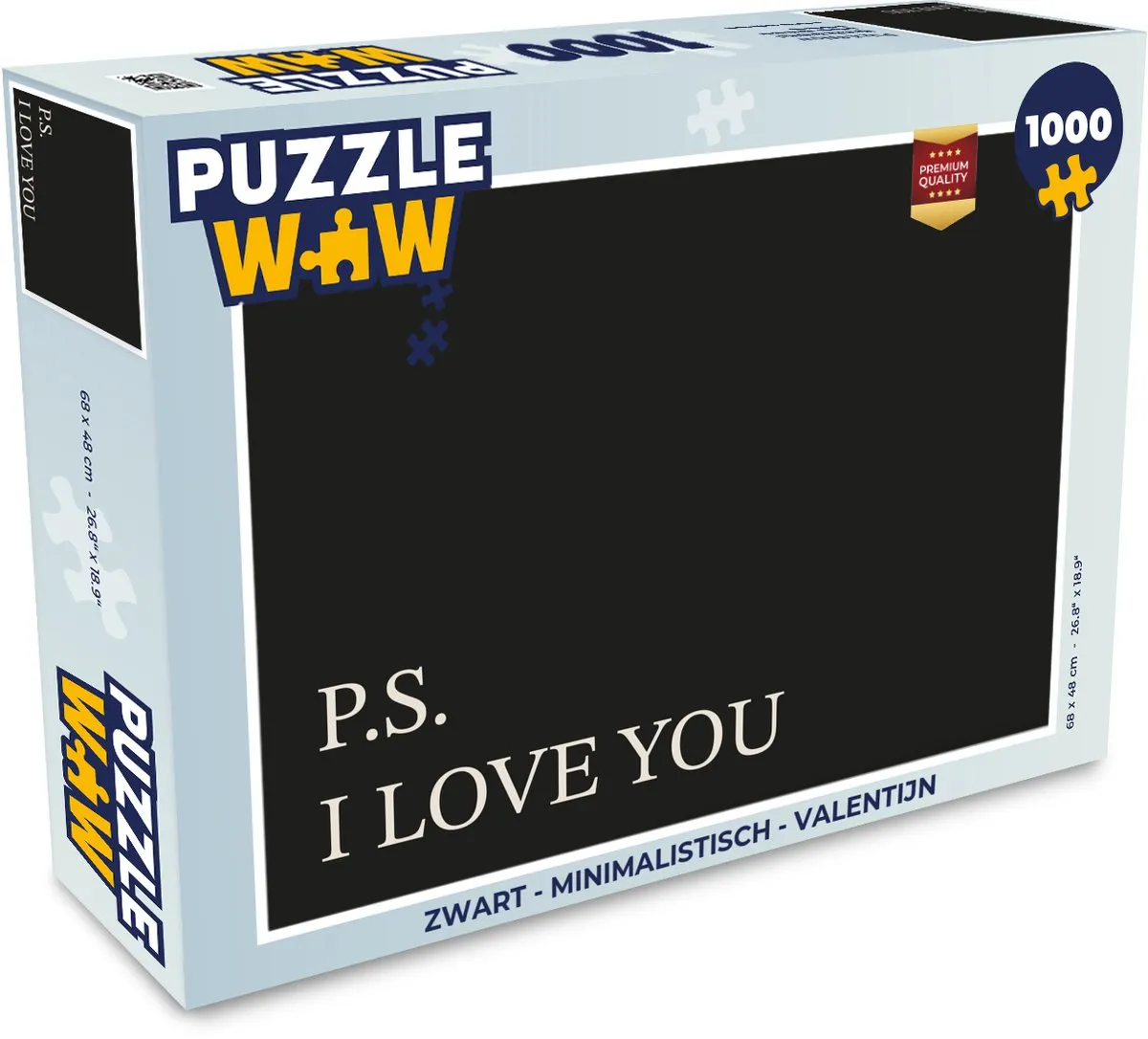 PuzzleWow Valentijn Legpuzzel 1000 Stuks - Zwart