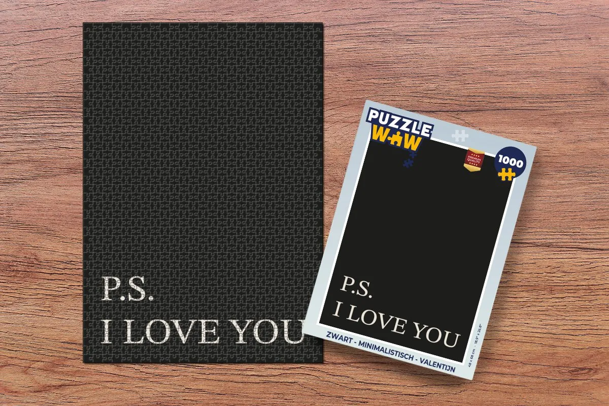 PuzzleWow Valentijn Legpuzzel 1000 Stuks - Zwart