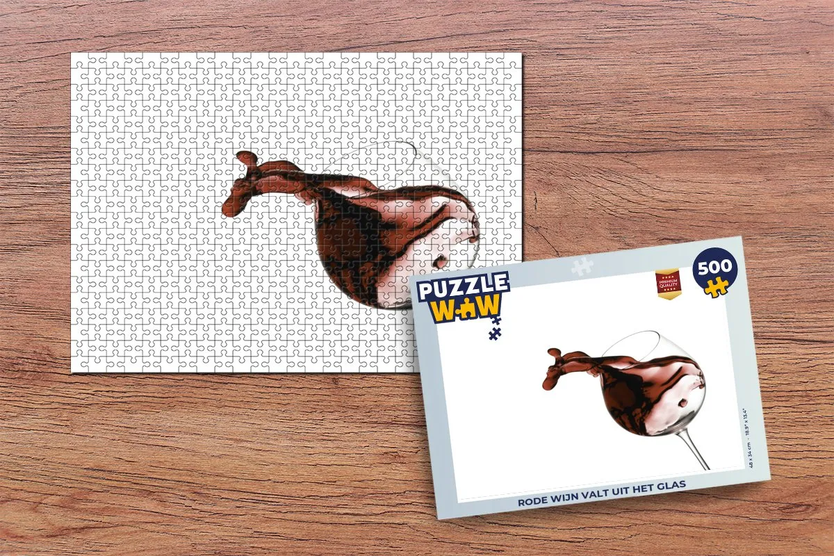 PuzzleWow Legpuzzel Rode wijn valt uit het glas 500 Stuks - Multicolor