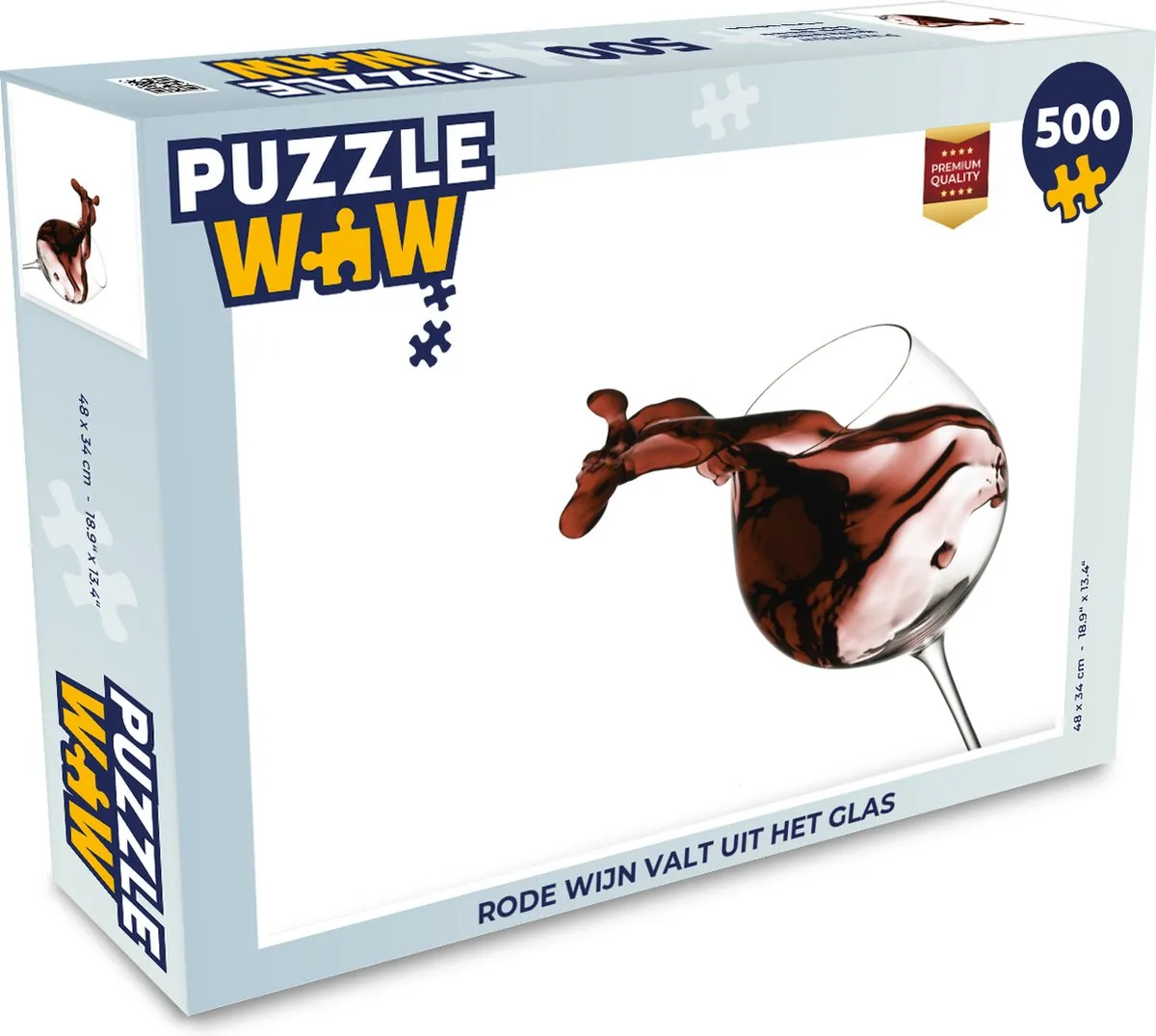 PuzzleWow Legpuzzel Rode wijn valt uit het glas 500 Stuks