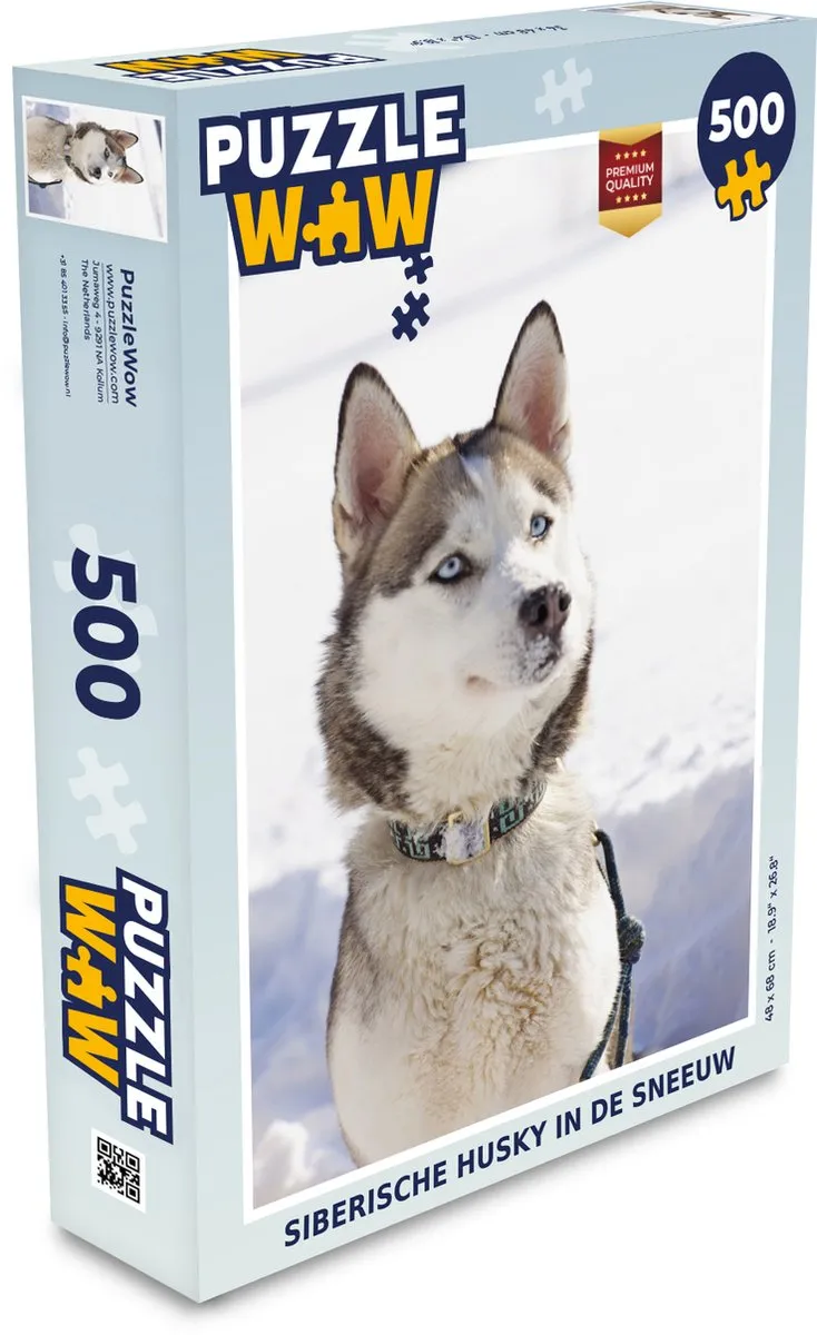 PuzzleWow Legpuzzel Siberische Husky 500 Stuks