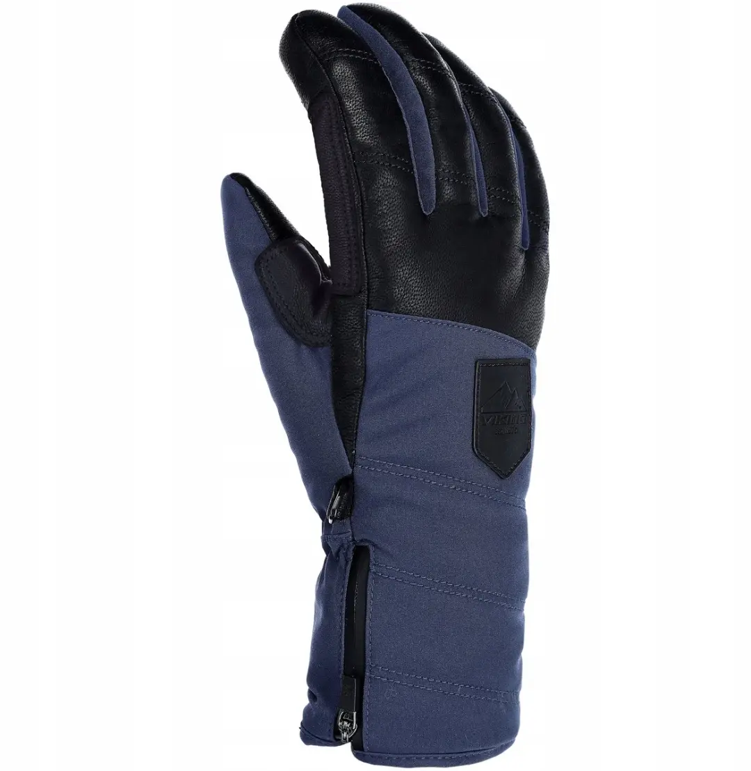 Viking Norvika Dames Skiwanten Marineblauw met Zwart Leer