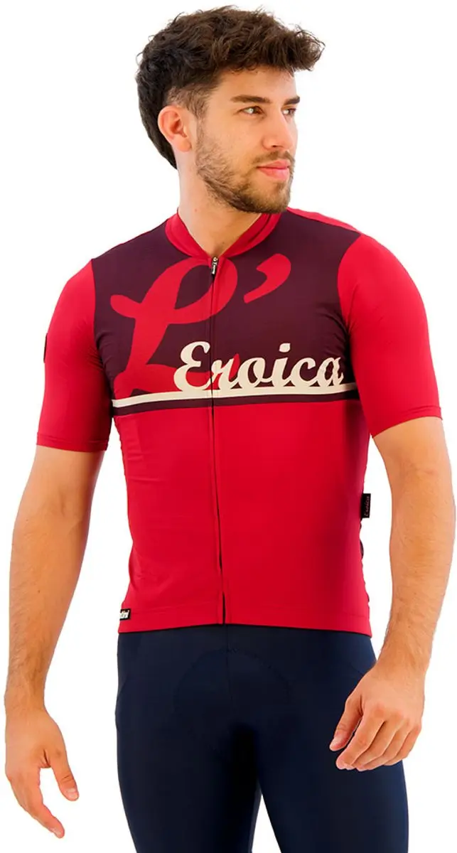 Santini Eroica Korte Wielertrui - S - Bordeaux