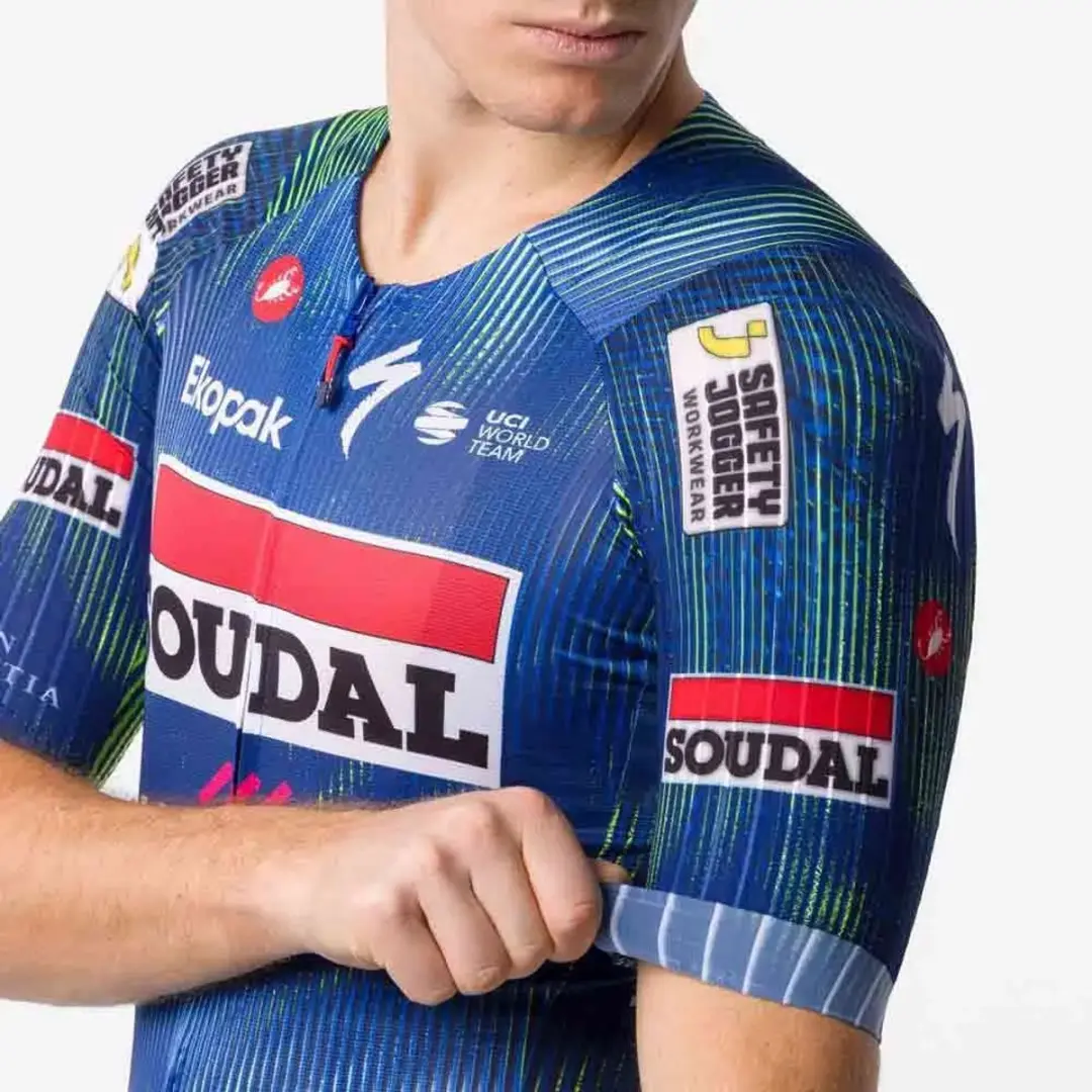 Castelli Aero Race 8s Soudal Quick-Step Wielertrui M - Blauw/Electric Lime