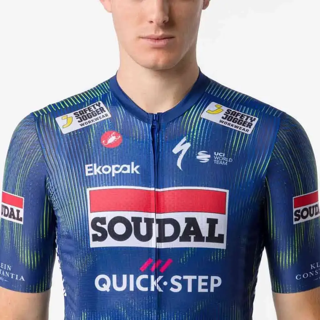 Castelli Competizione 4 Soudal Quick-Step Wielertrui 2XL - Blauw/Electric Lime