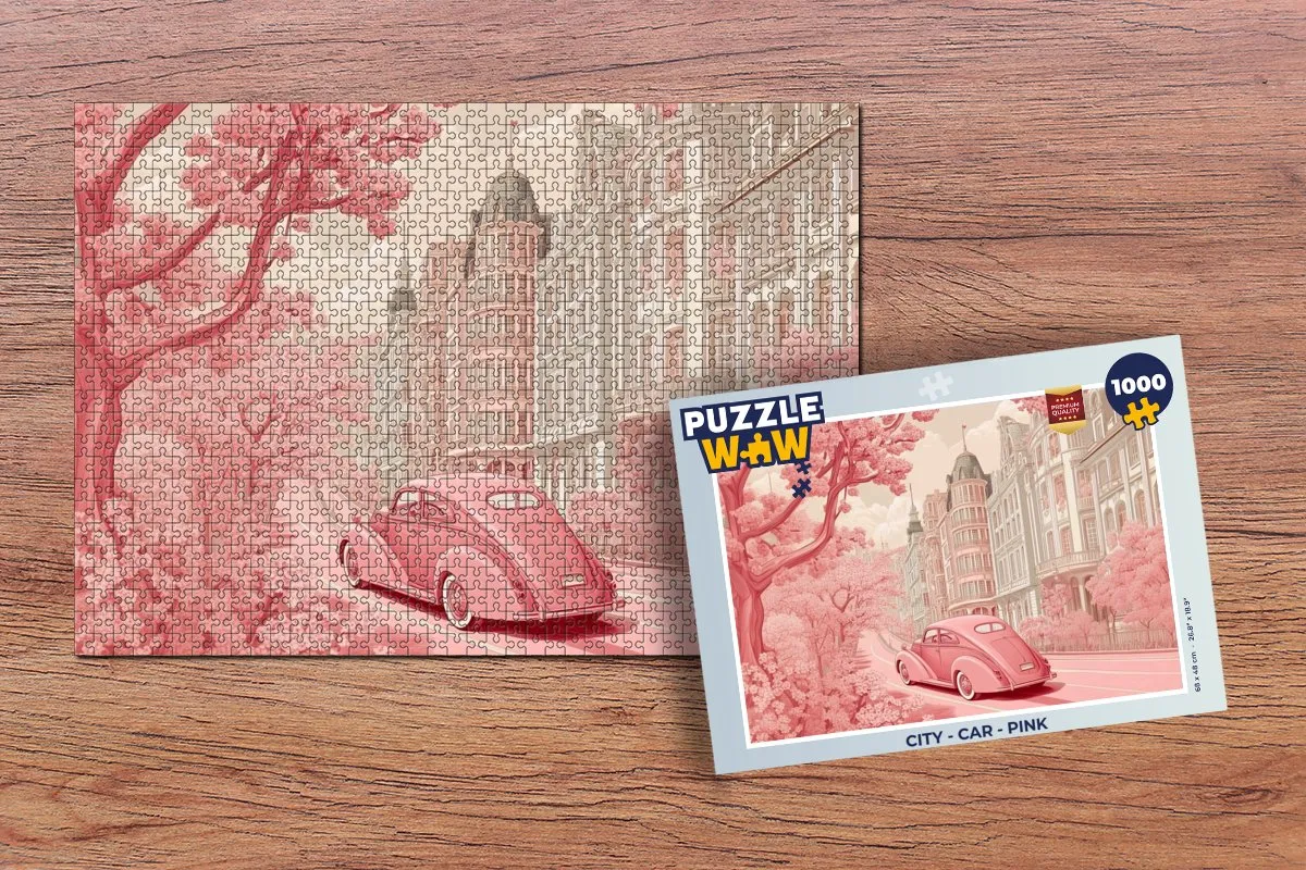 PuzzleWow Puzzel City Auto Roze Legpuzzel 1000 Stuks