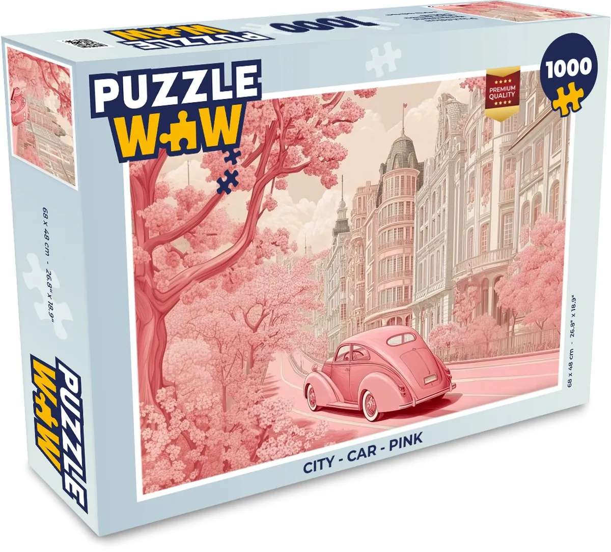 PuzzleWow Puzzel City Auto Roze Legpuzzel 1000 Stuks