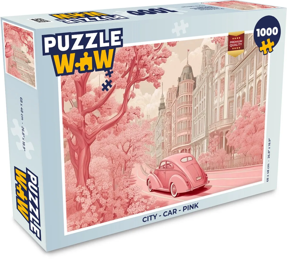 PuzzleWow Puzzel City Auto Roze Legpuzzel 1000 Stuks