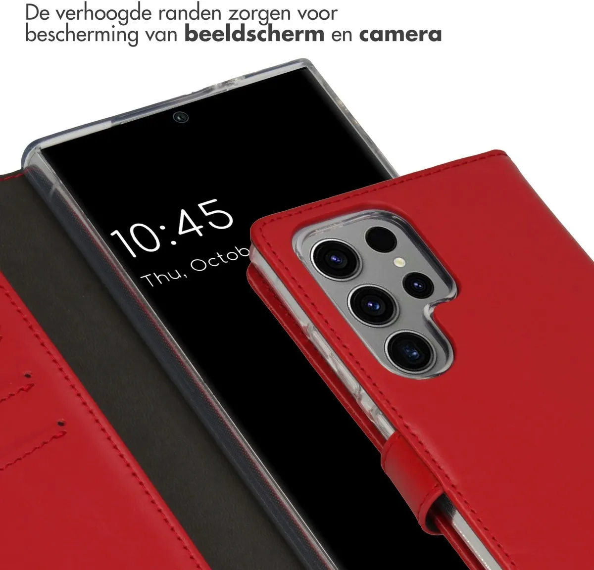 Selencia Hoesje Samsung Galaxy S24 Ultra - Echt Lederen Bookcase Rood