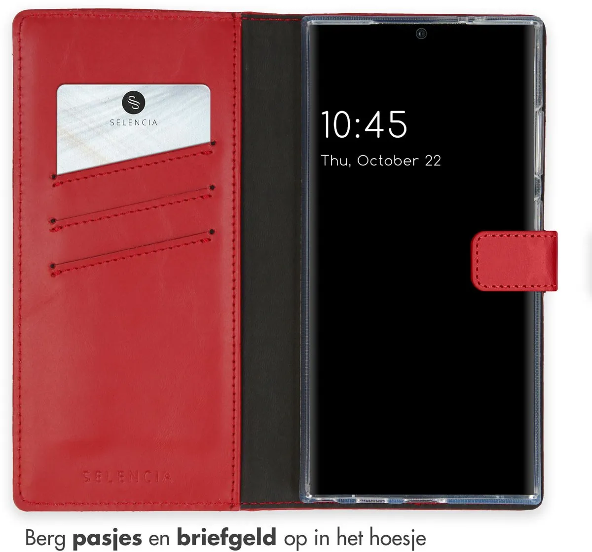 Selencia Hoesje Samsung Galaxy S24 Ultra - Echt Lederen Bookcase Rood