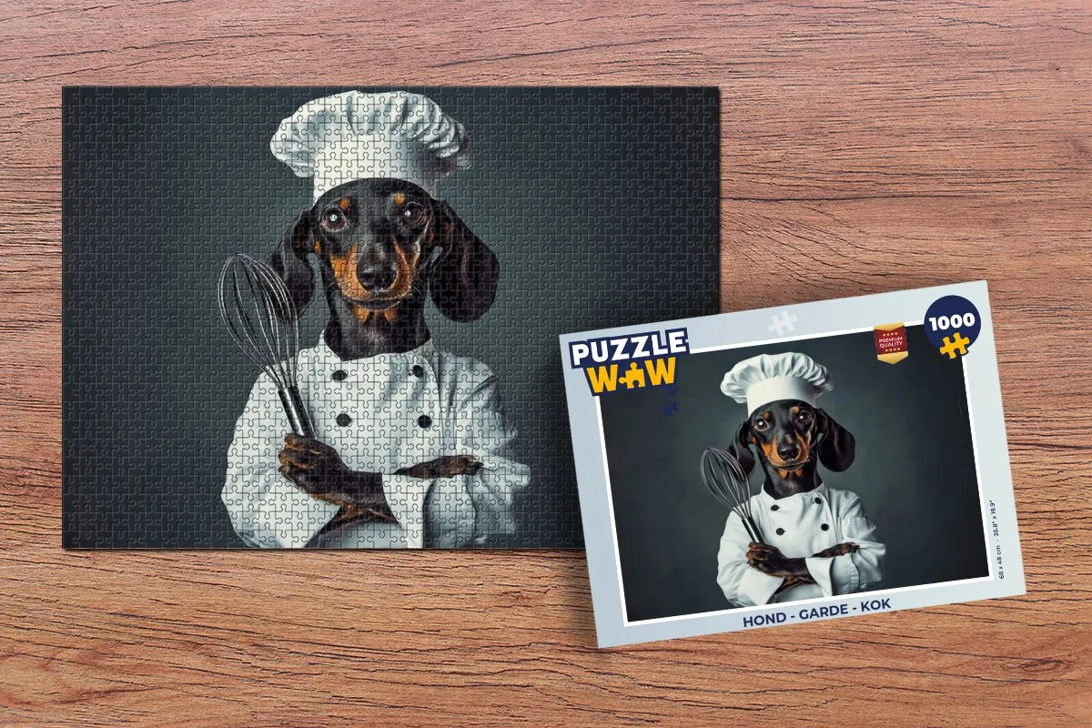 PuzzleWow Legpuzzel 1000 Stuks - Hond & Kok