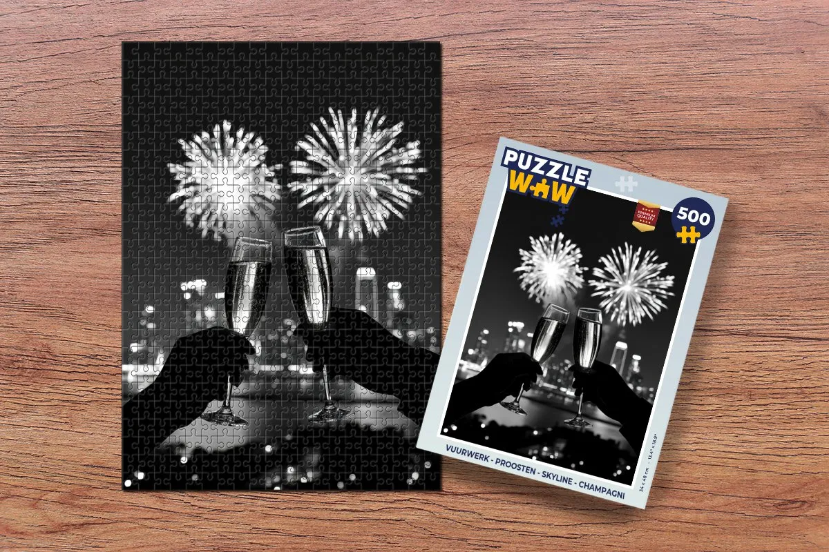 PuzzleWow Proosten Skyline Legpuzzel 500 Stuks - Champagne
