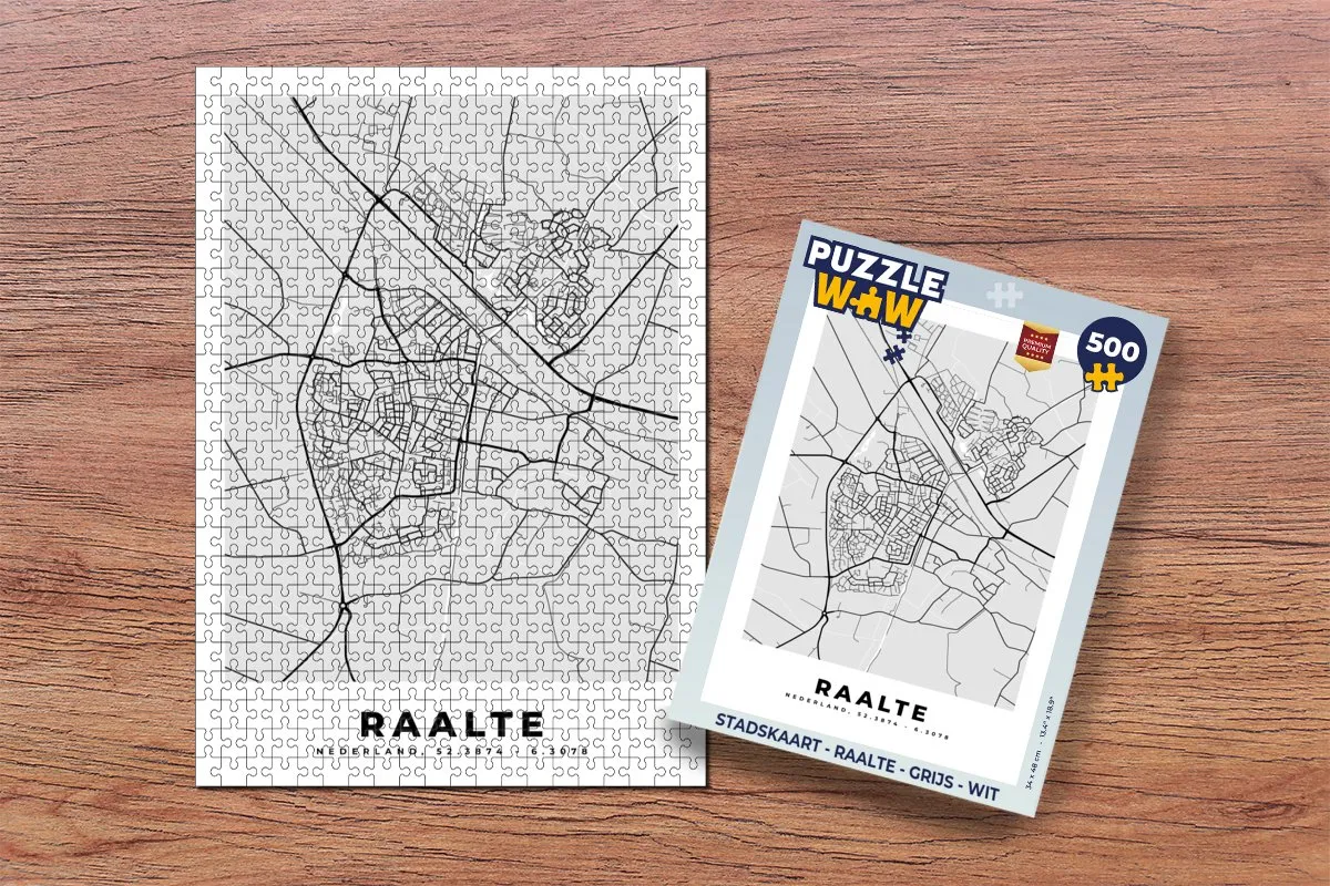PuzzleWow Stadskaart Raalte Legpuzzel 500 Stuks - Multicolor