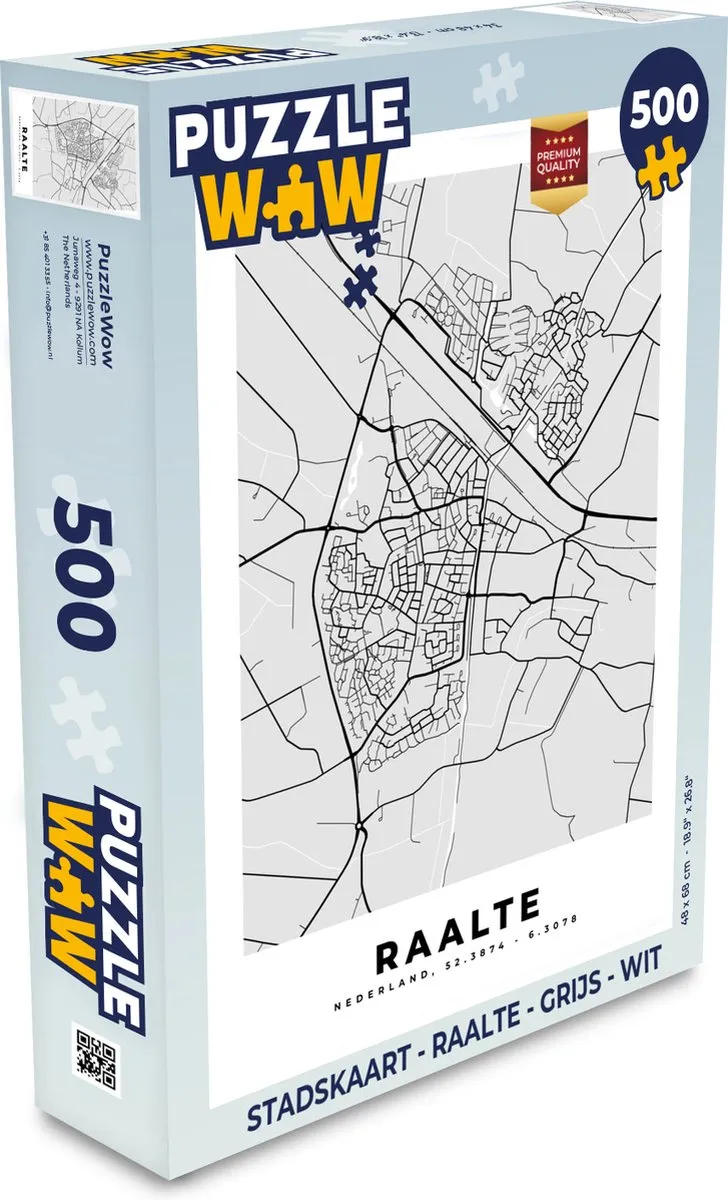 PuzzleWow Stadskaart Raalte Legpuzzel 500 Stuks