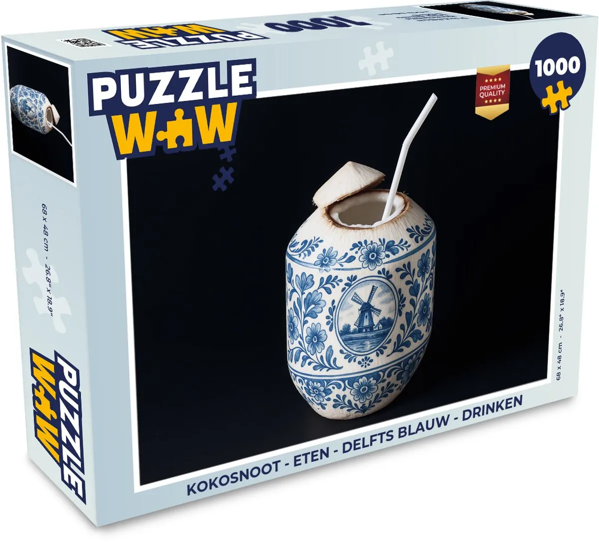 PuzzleWow Kokosnoot Legpuzzel 1000 Stuks - Delfts Blauw