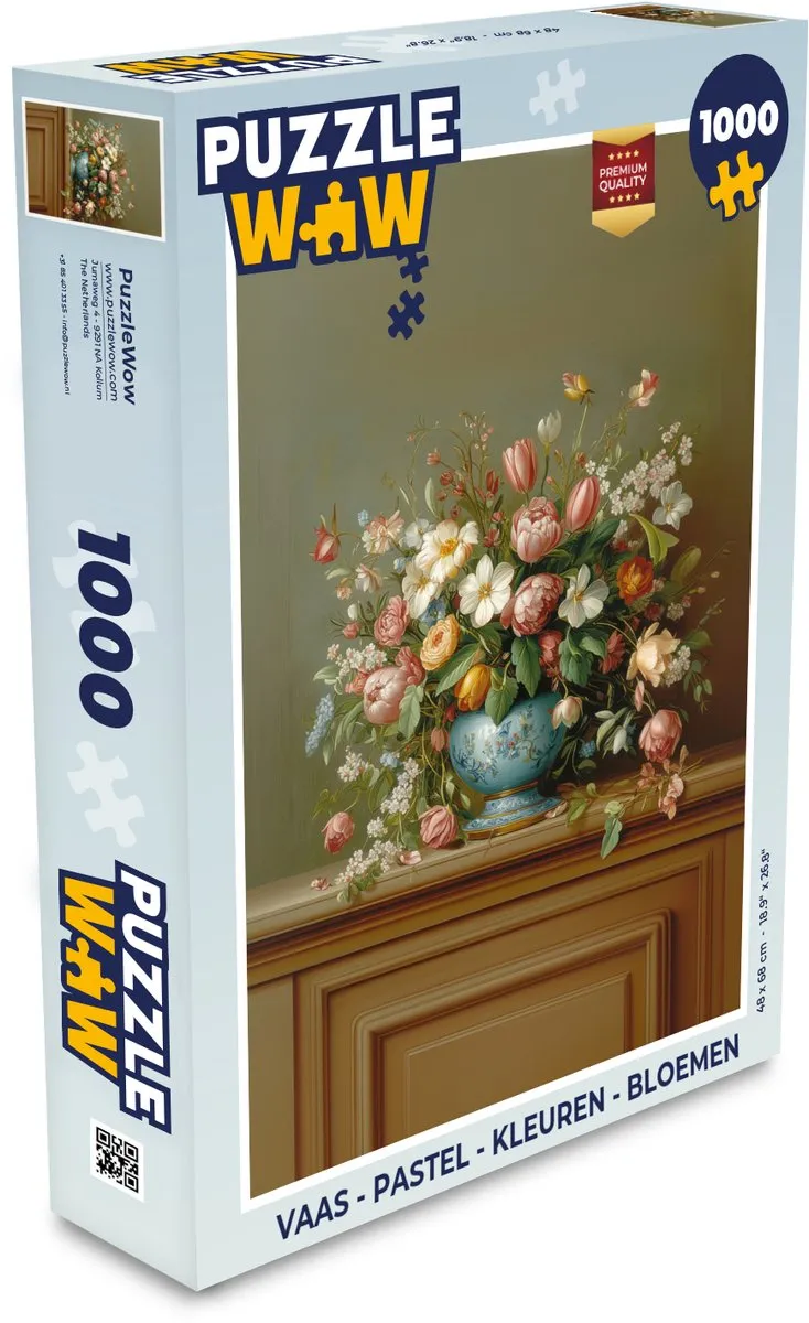 PuzzleWow Vaas Pastel Bloemen Legpuzzel 1000 Stuks