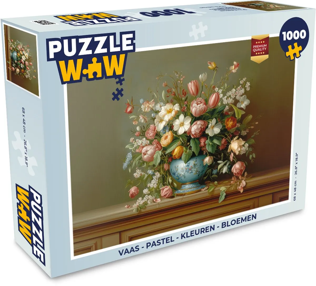 PuzzleWow Vaas Pastel Bloemen Legpuzzel 1000 Stuks