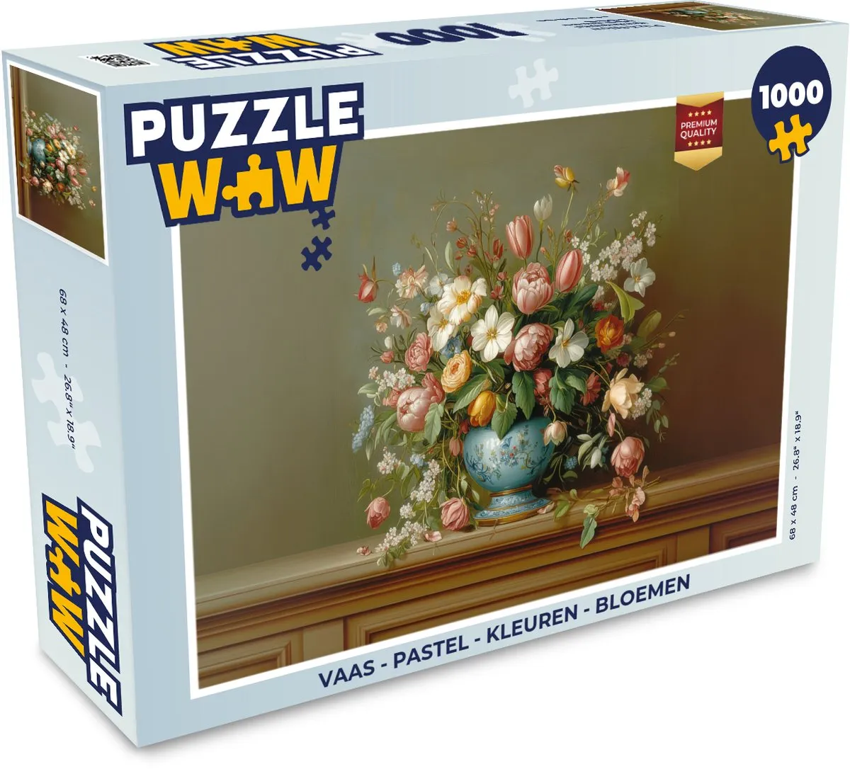 PuzzleWow Vaas Pastel Bloemen Legpuzzel 1000 Stuks