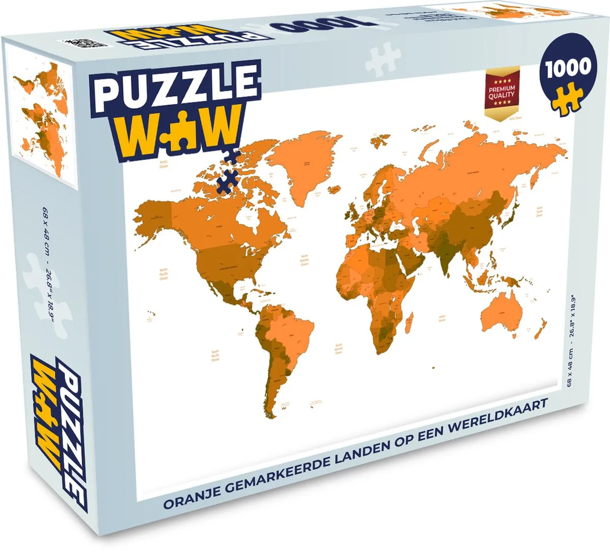 PuzzleWow Wereldkaart Legpuzzel 1000 Stuks