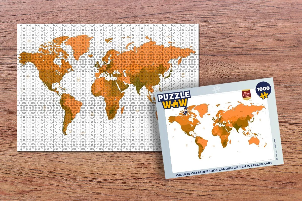 PuzzleWow Wereldkaart Legpuzzel 1000 Stuks - Multicolor