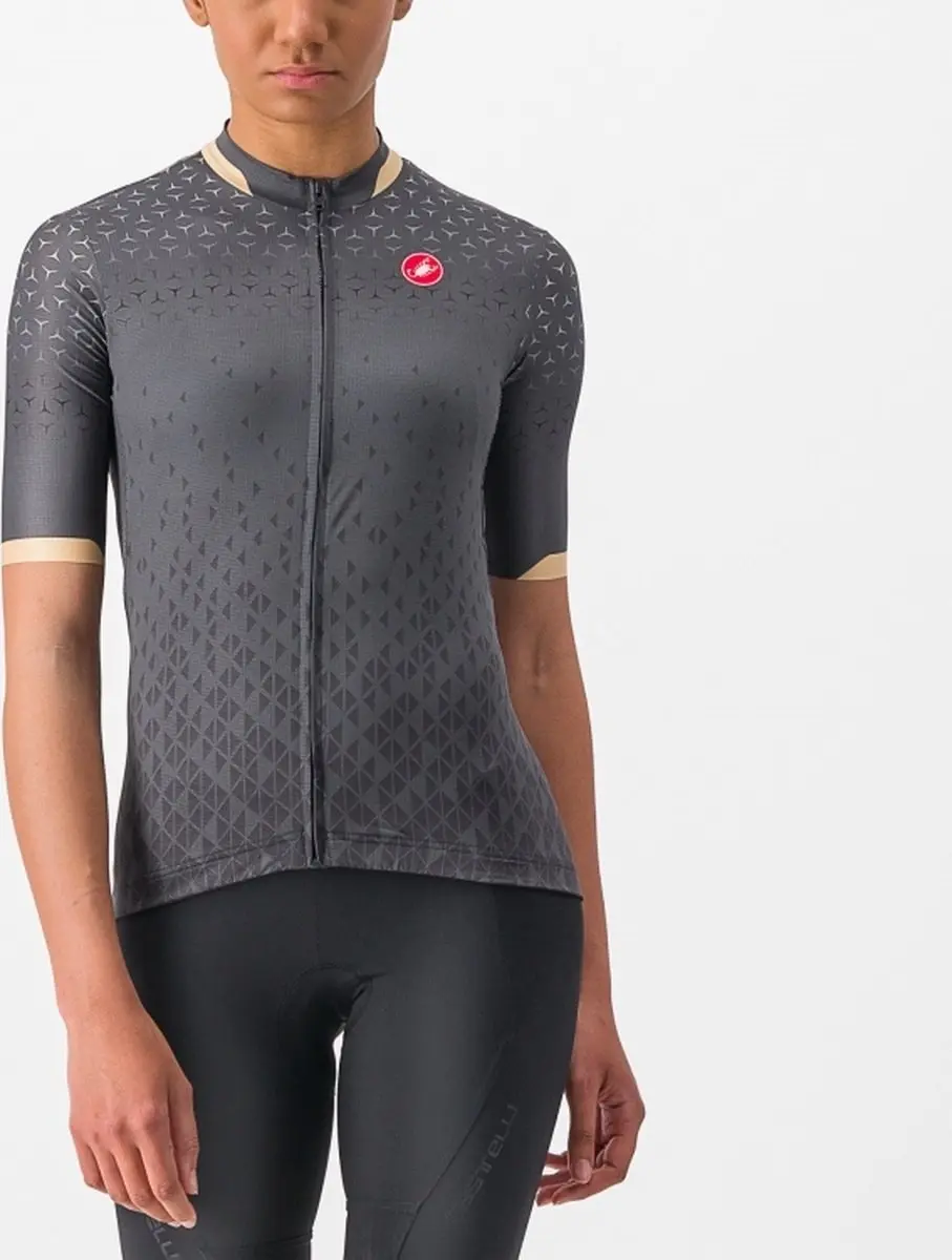 Castelli Fietsshirt Korte Mouwen Dames Grijs Antraciet