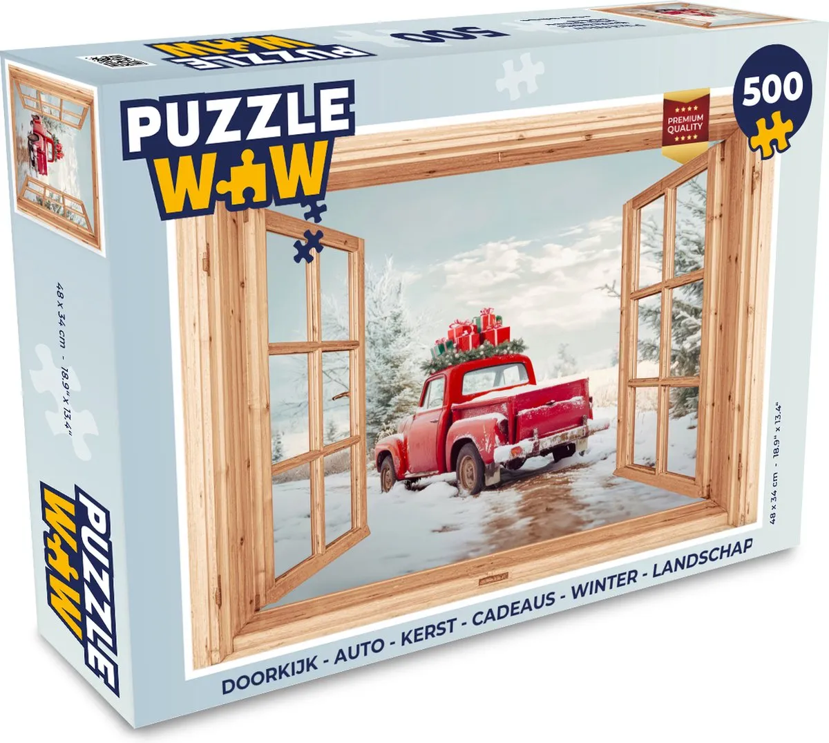 PuzzleWow Kerst Doorkijk Auto Legpuzzel 500 Stuks