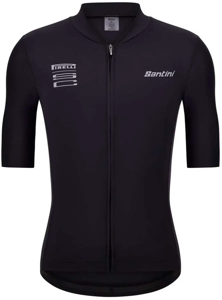 Santini Pirelli Wheel Korte Mouw Wielertrui Zwart 2XL