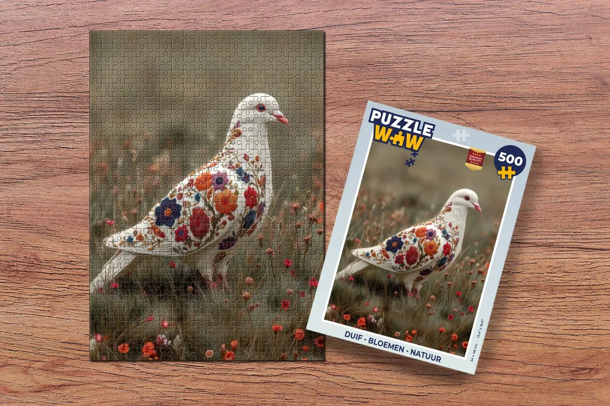 PuzzleWow Duif - Bloemen Legpuzzel 500 Stuks - 8721406844433