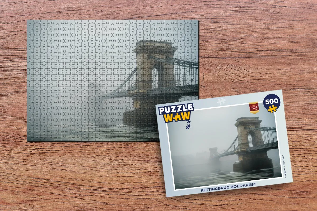 PuzzleWow Kettingbrug Boedapest Legpuzzel 500 Stuks - Multicolor