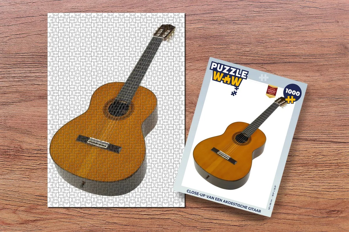 PuzzleWow Legpuzzel Close-up Akoestische Gitaar 1000 Stuks - Multicolor