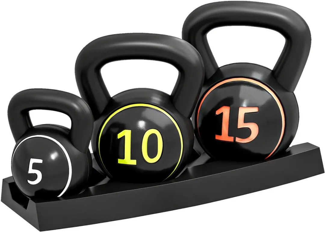 SPORTNOW Kettlebell set 3 stuks met onderlegger