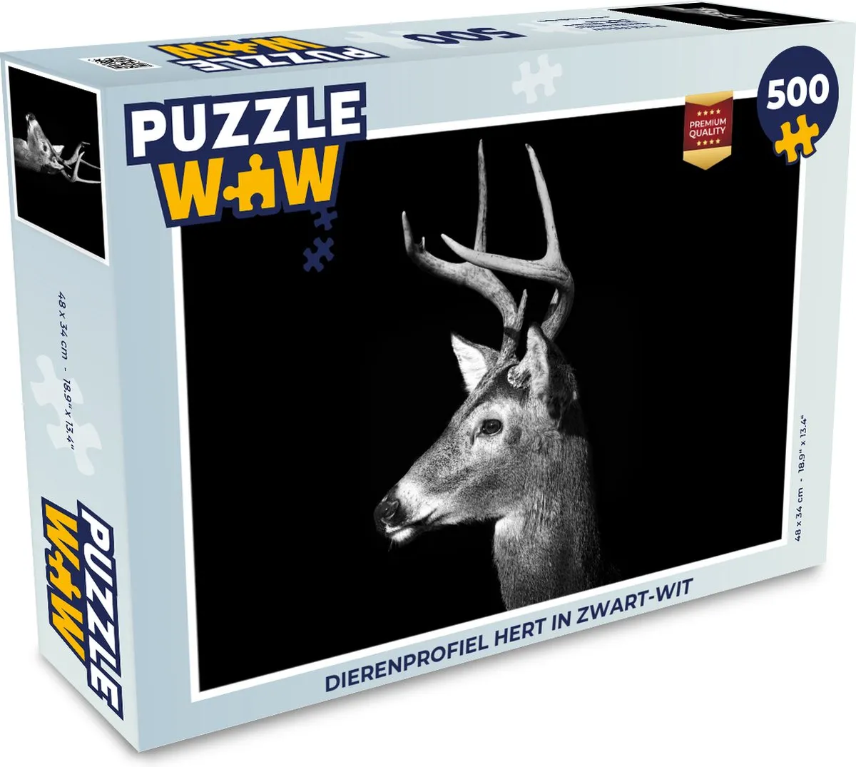 PuzzleWow Dierenprofiel Hert Legpuzzel 500 Stuks