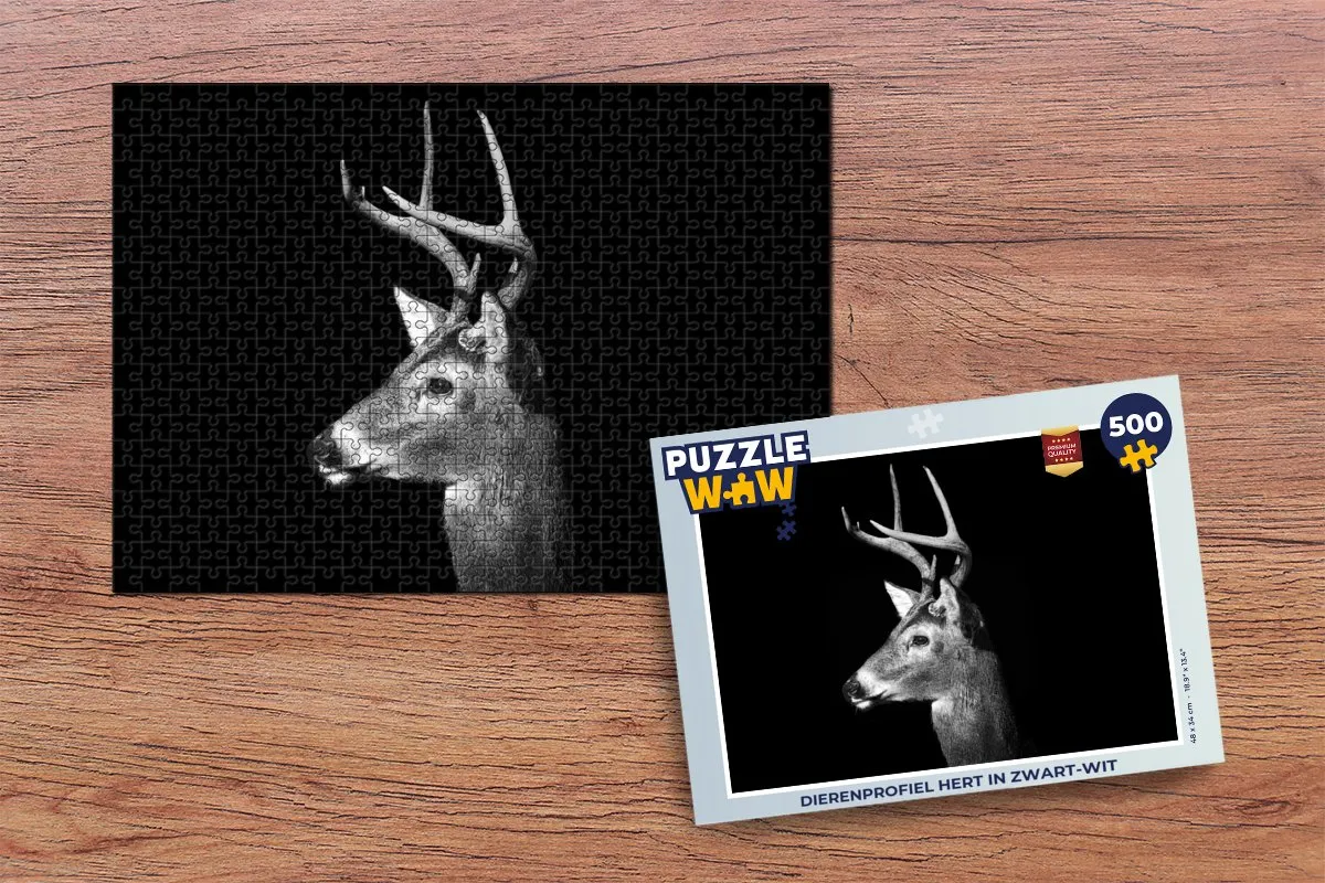 PuzzleWow Dierenprofiel Hert Legpuzzel 500 Stuks - Multicolor
