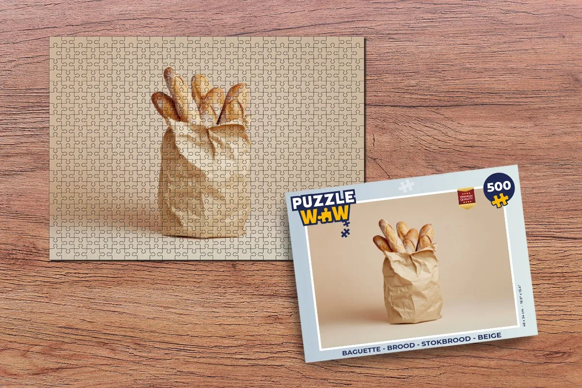 PuzzleWow Baguette Legpuzzel 500 Stuks - Beige