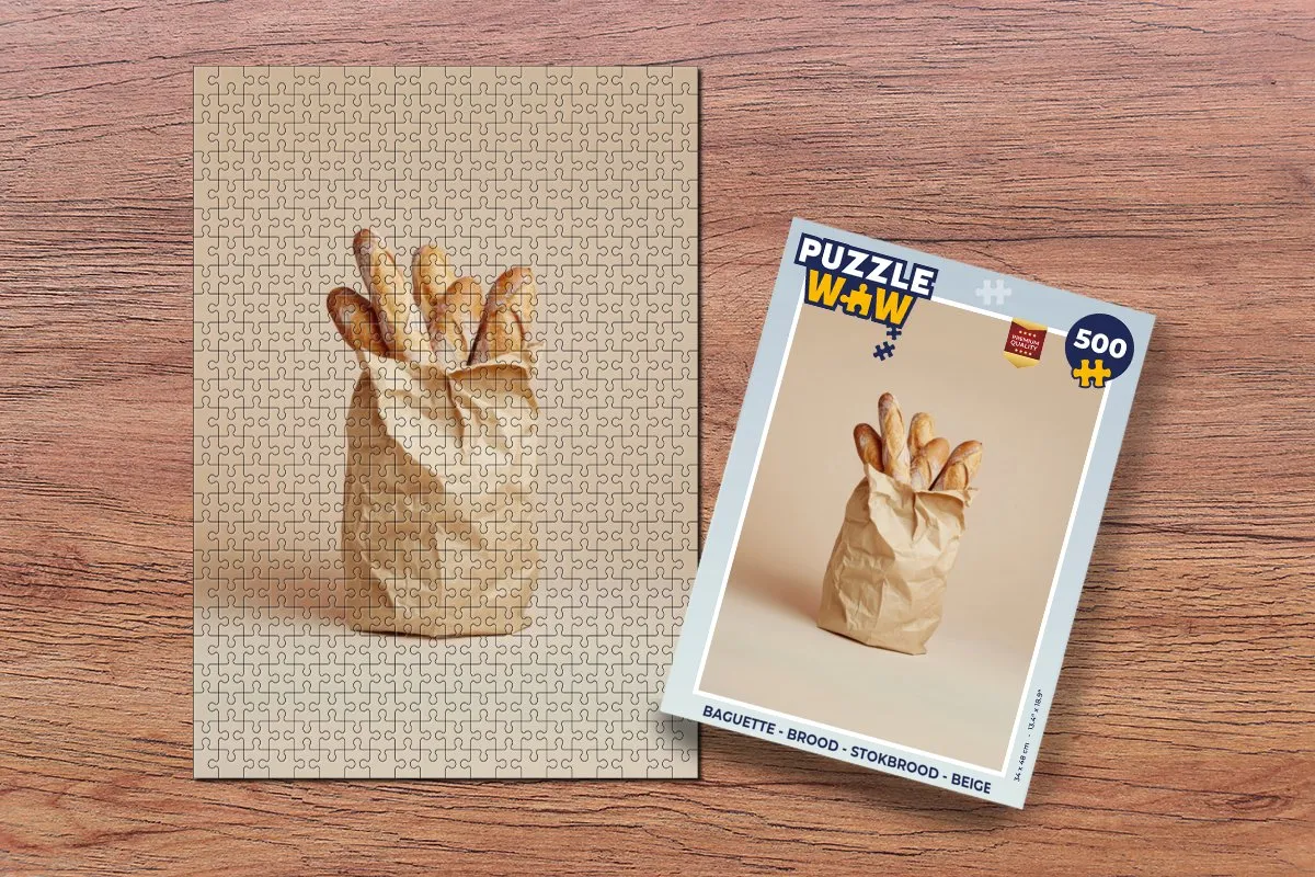 PuzzleWow Baguette Legpuzzel 500 Stuks - Beige