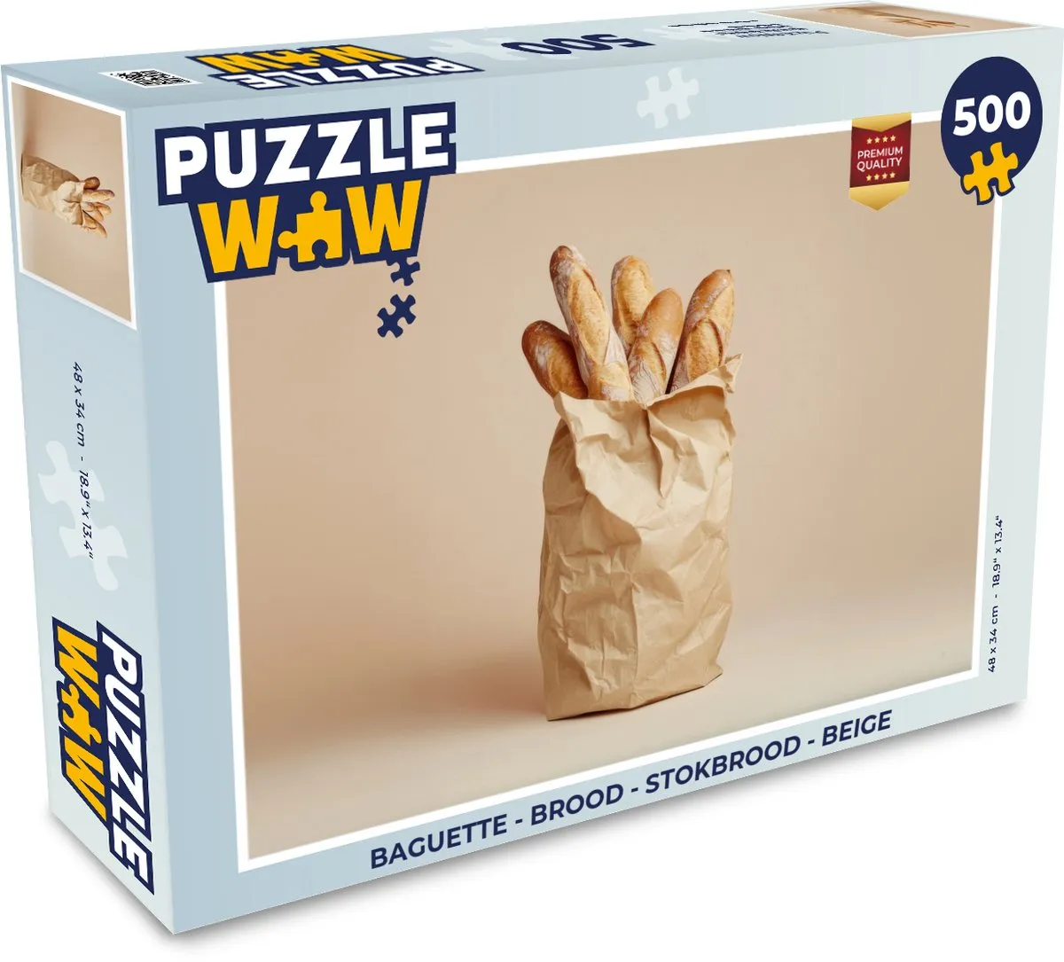 PuzzleWow Baguette Legpuzzel 500 Stuks - Beige