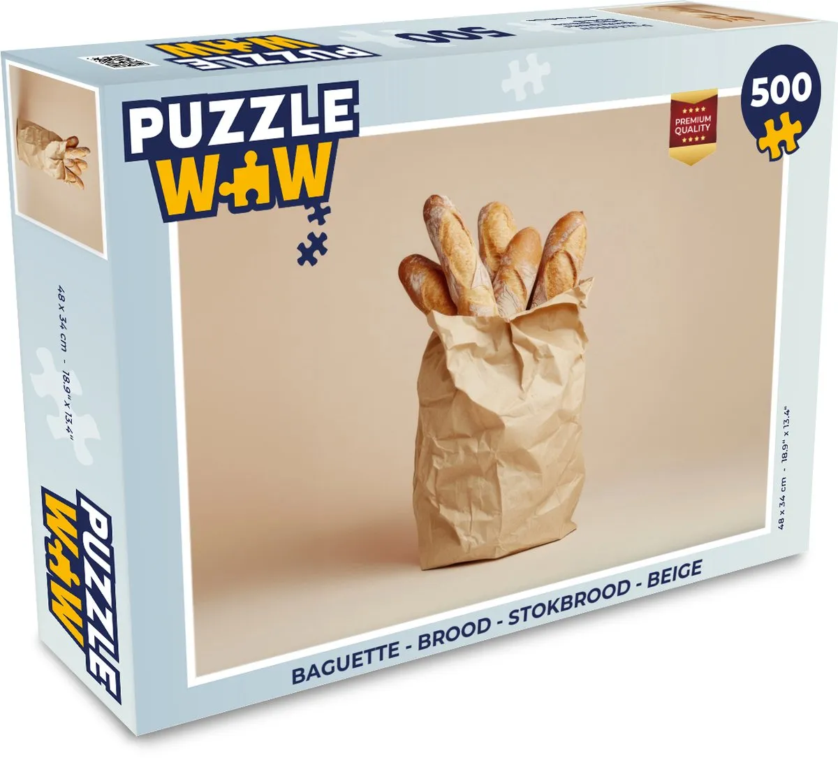 PuzzleWow Baguette Legpuzzel 500 Stuks - Beige