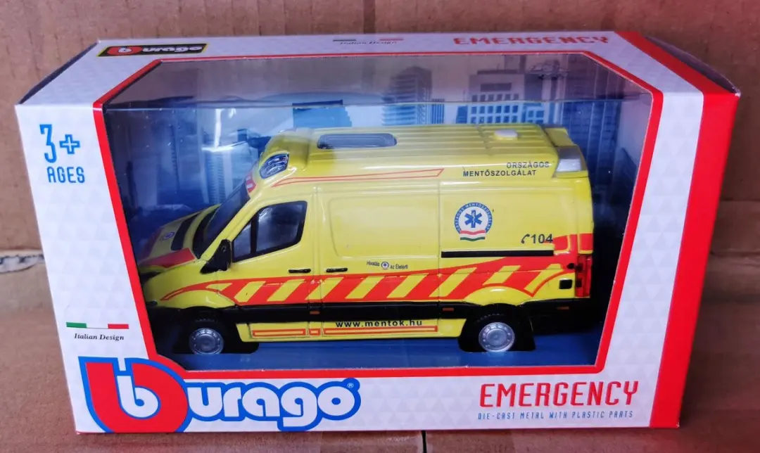 Bburago Volkswagen Crafter Ambulance 1:50 - Geel - afbeelding 2 van 2