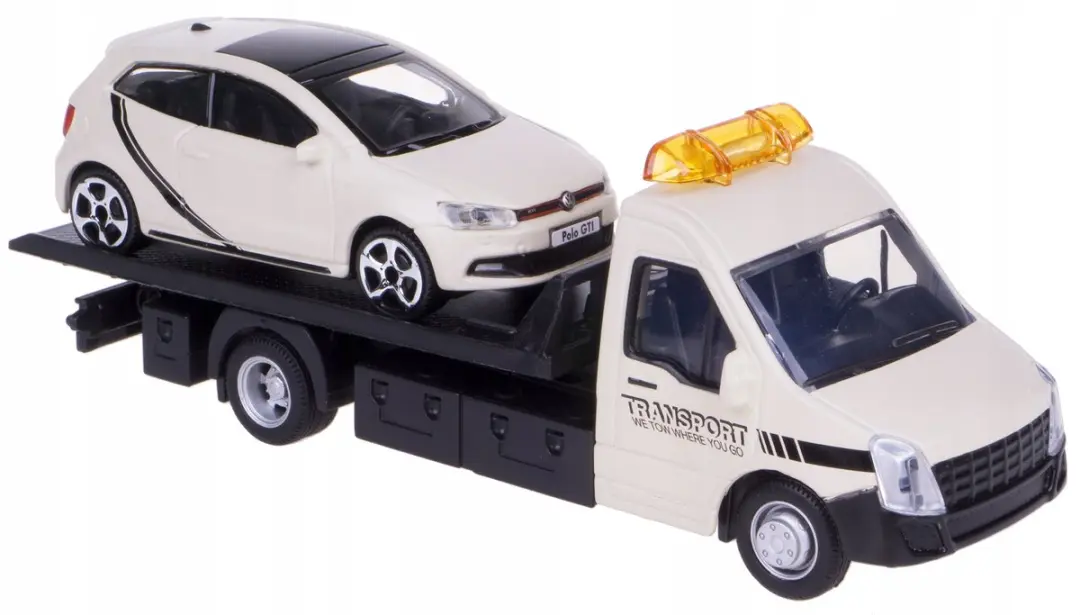 Bburago Autotransporter met VW Polo GTI, 1:43, Crème