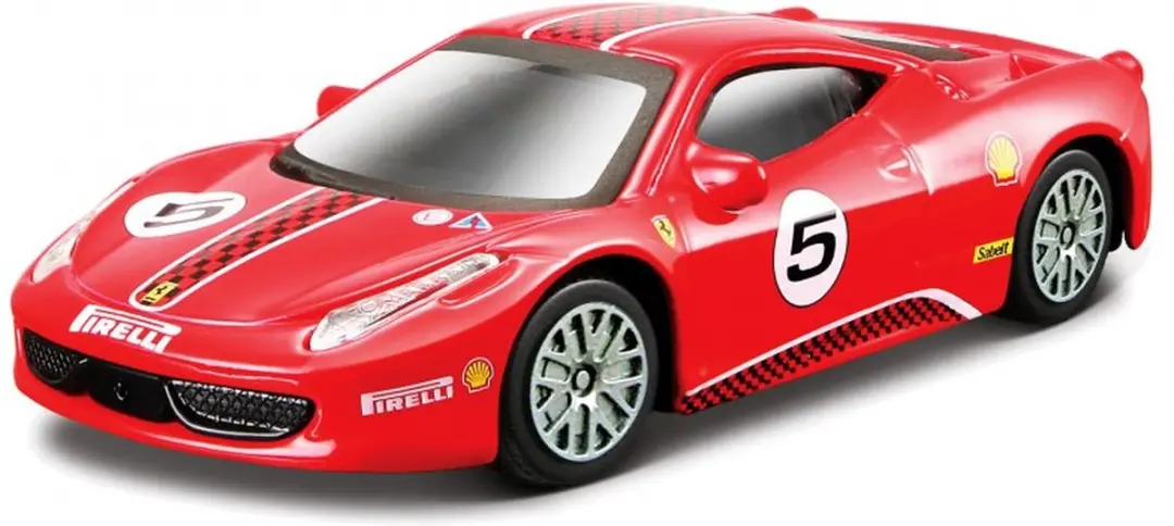 Bburago  FERRARI 458 CHALLENGE #5 RACE & PLAY rood/wit/zwart schaalmodel 1:43
