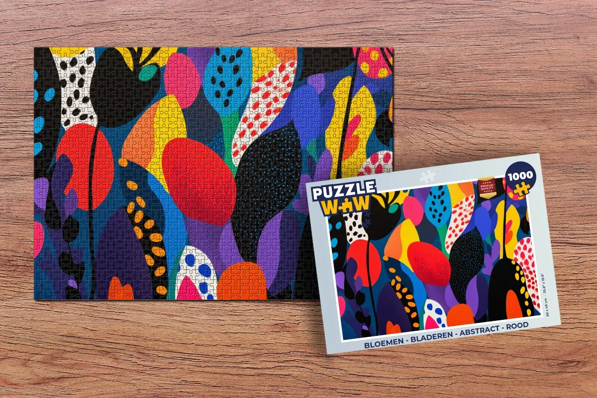 PuzzleWow Bloemen Abstract Legpuzzel 1000 Stuks - Rood