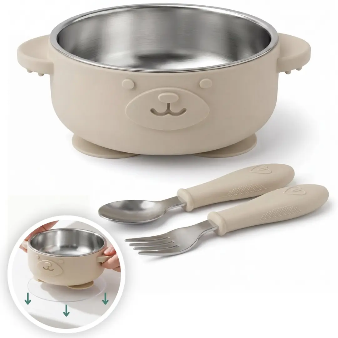 Broemba RVS Baby Bord met Zuignap & Bestek